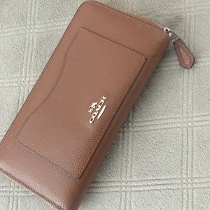 Coach Pebble Leather Accordion Zip Around Wallet